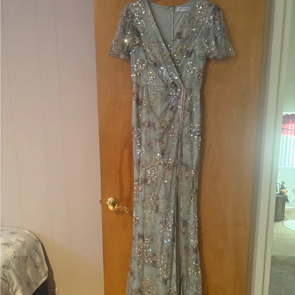 Mac Duggal Sequin Floral Maxi Dress - Picture 1 of 8
